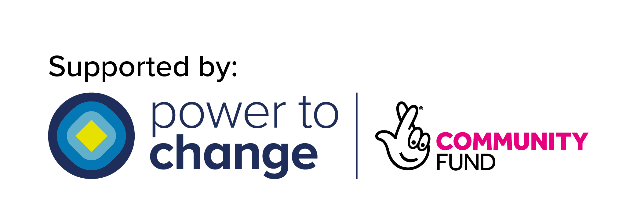 Supported by: Power to Change and National Lottery Community Fund logos