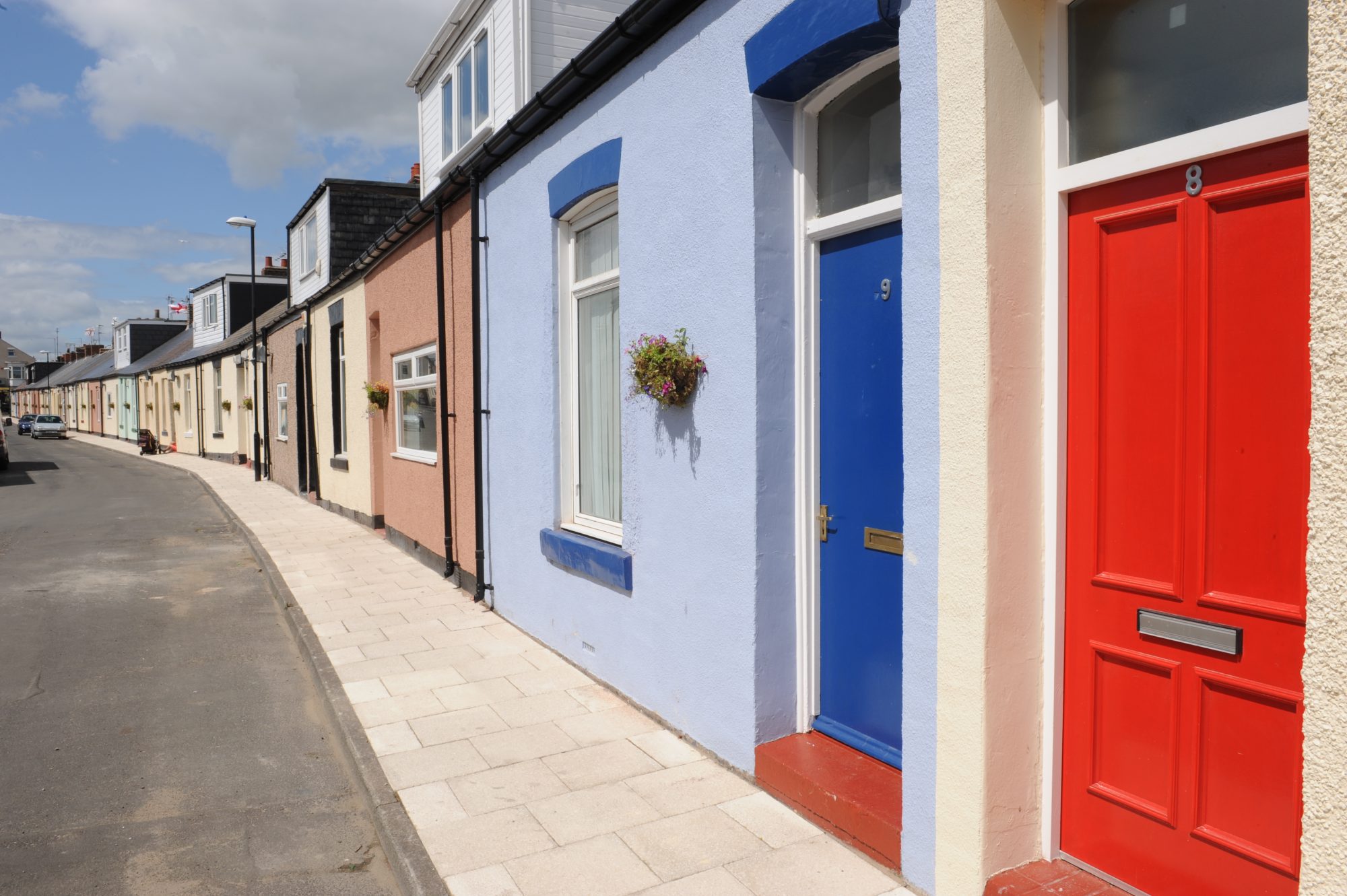 colourful door fronts on a road